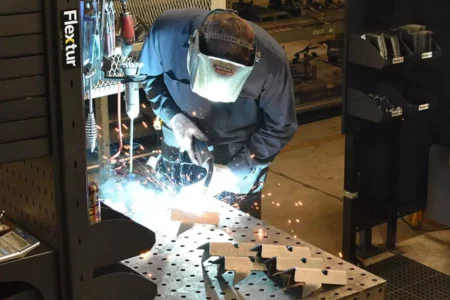 Welding on Flextur Welding Table