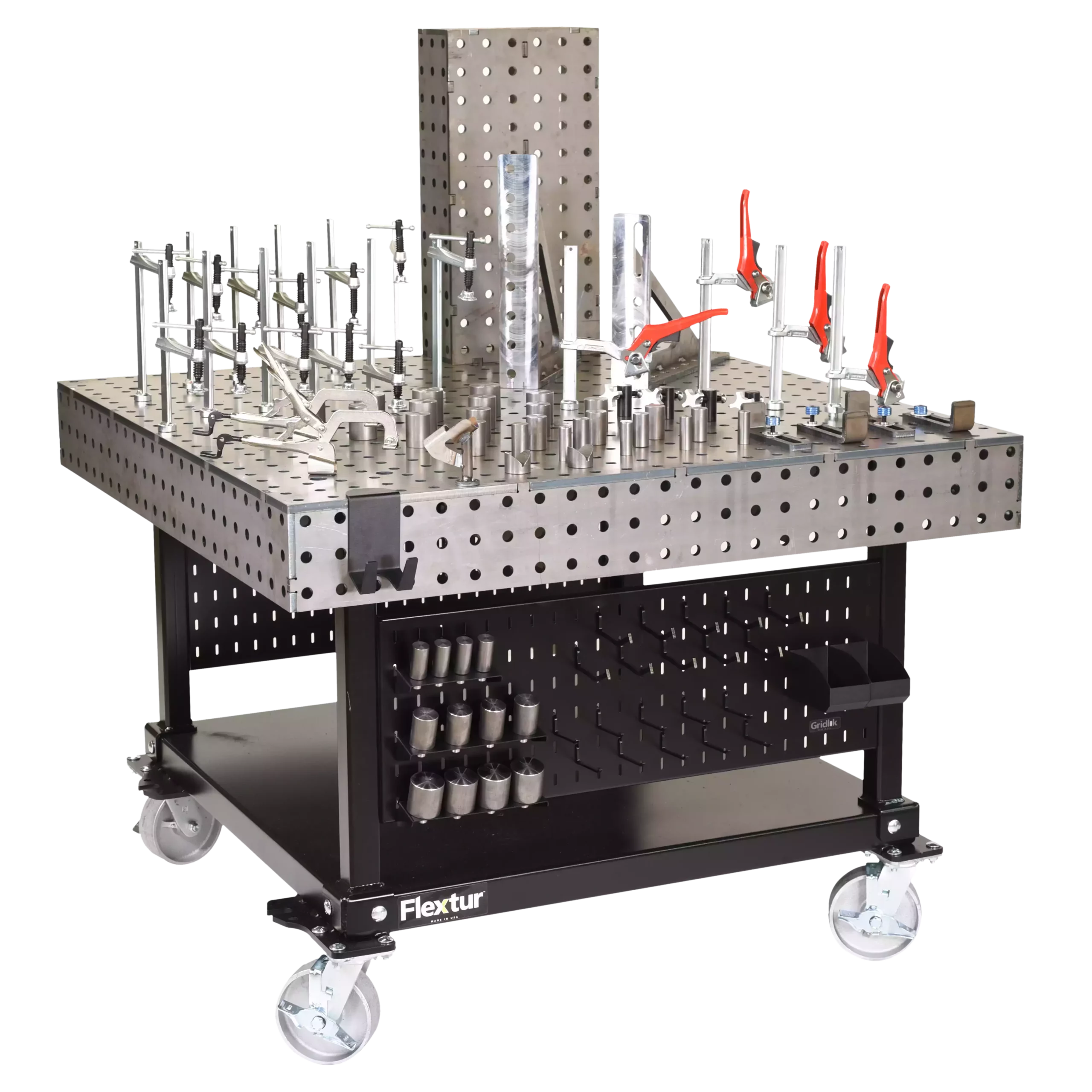 Close-up of 95 Piece Fixturing Kit with table