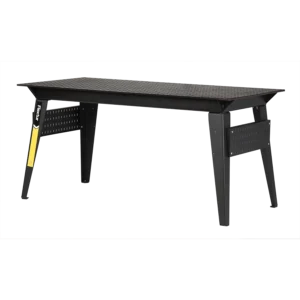 The 36" x 72" Nitride Welding Table has a flat, perforated black tabletop, sturdy legs, and side panels with evenly spaced holes for support—ideal for industrial or workshop use.